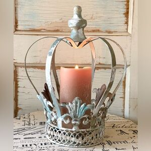 Beautiful Large Hand Painted Rustic French Crown, Metal,Rustic French Decor, 12”